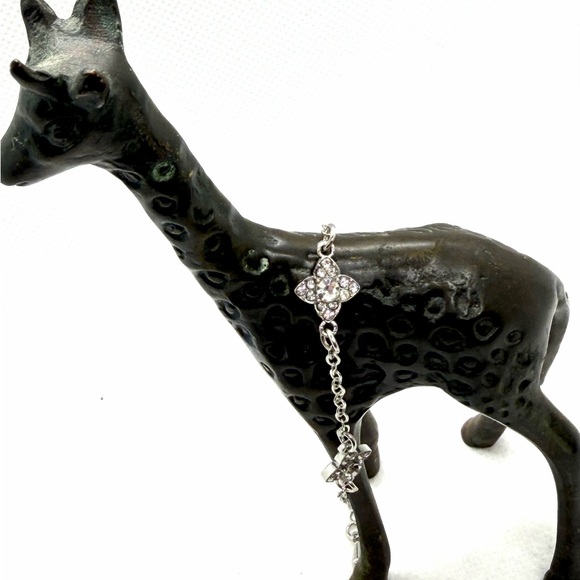 Silver-Toned Chain with Rhinestone Charms Bracelet - Picture 4 of 4